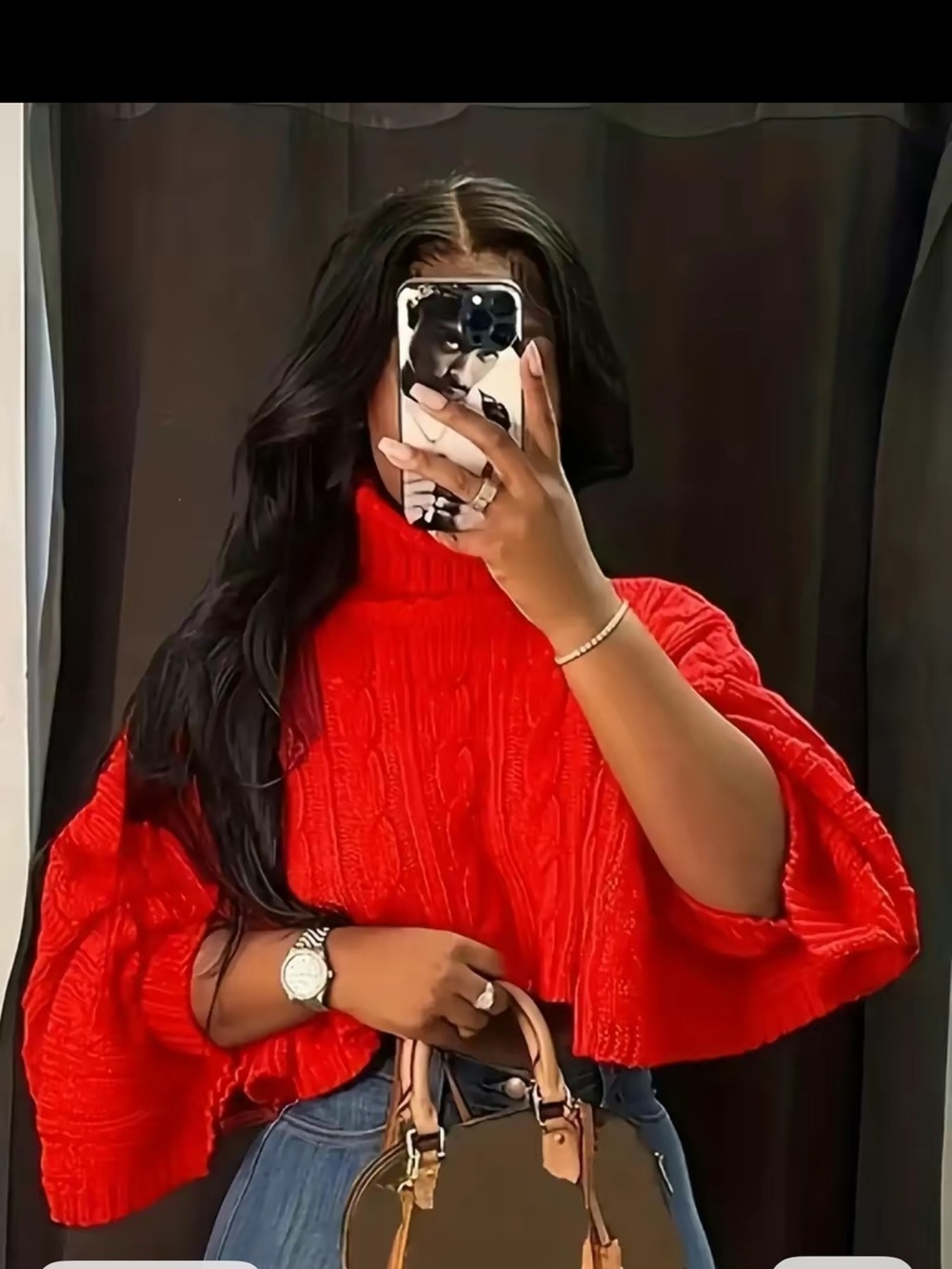 Lost Red Cable Knit Turtleneck Sweater